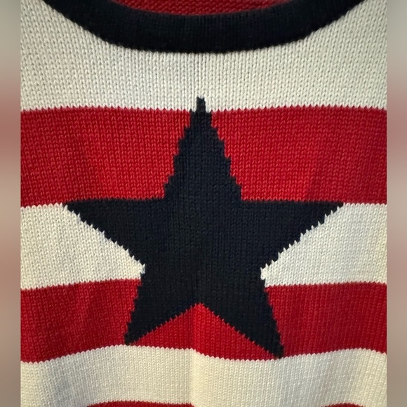 Tommy Hilfiger VTG Striped Red White Blue Star Ribbed Knit Sweater Vest Preppy L - Picture 5 of 9